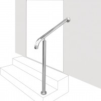 Handrails for Outdoor Steps, 304 Stainless Steel Railing Wall&Floor Mounted Rail for Outside Stair Railing Fits Level Surface and 1 to 2 Steps