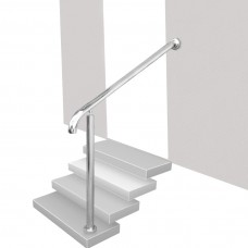 Handrails for Outdoor Steps, 304 Stainless Steel Railing Wall&Floor Mounted Rail for Outside Stair Railing Fits Level Surface and 1 to 4 Steps