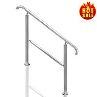 Transitional Stainless Steel Handrail 5 Steps Stair Railing - Style 2